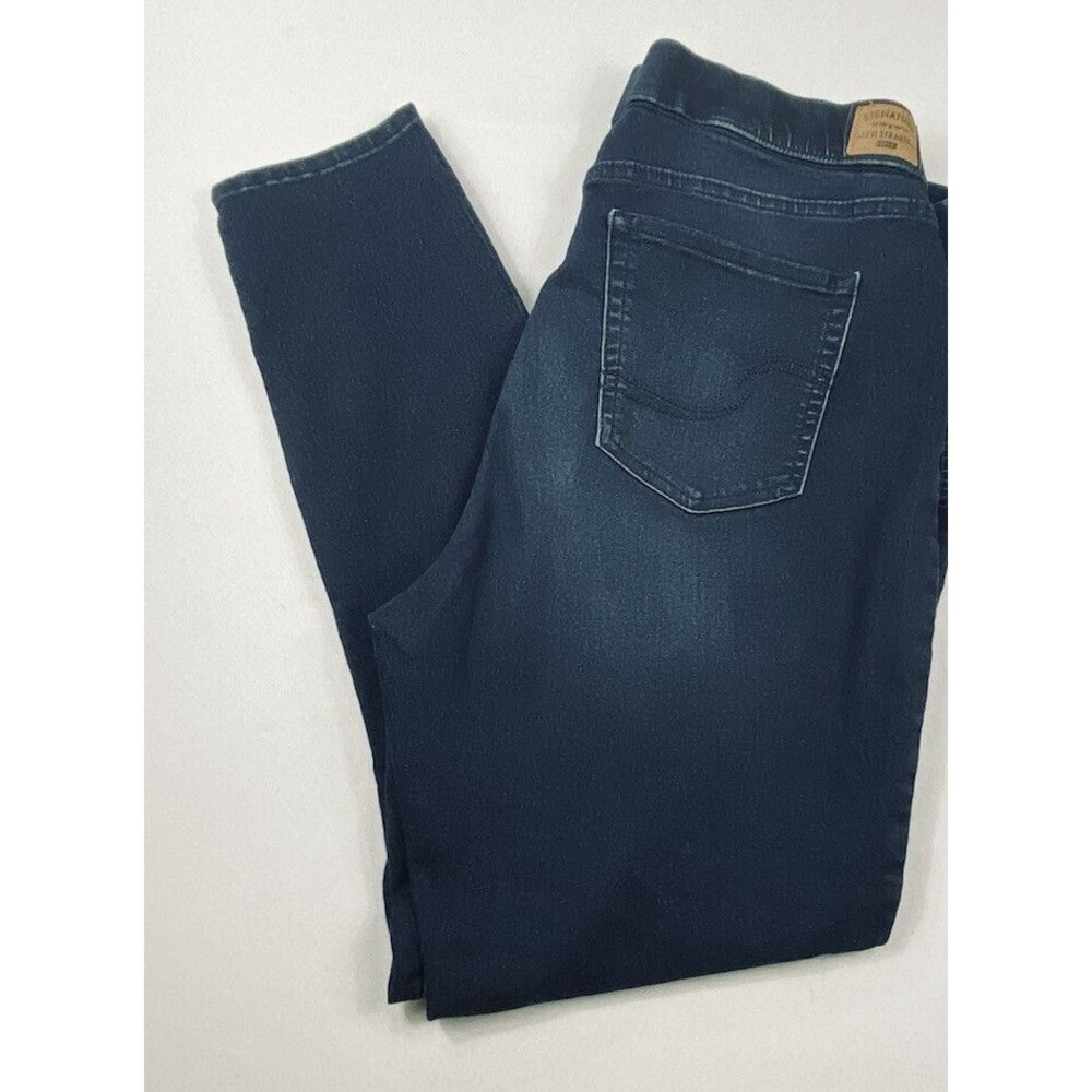 Levis Womens Signature Pull On Skinny Totally Shaping Dark Blue Denim Size 18M